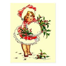 Niño adorable del navidad del vintage tarjeta postal