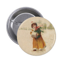 Niño de la nieve del vintage en capa amarilla pin