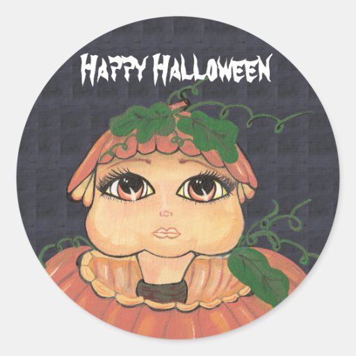 Niño de Quantum en una calabaza de Halloween Pegatina Redonda