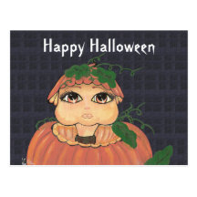 Niño de Quantum en una calabaza de Halloween Postales