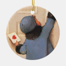 Niño del vintage con la letra del día de San Valen Ornato