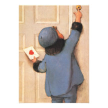 Niño del vintage con la letra del día de San Valen Comunicado Personal