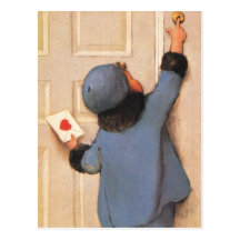 Niño del vintage con la letra del día de San Valen Tarjetas Postales