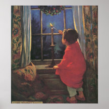 Niño del vintage, Nochebuena, Jessie Willcox Smith Poster