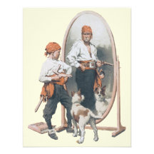 Niño del vintage, pirata del muchacho, perro, espe invitacion personalizada