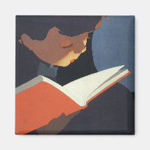 ¡Niño del vintage que lee un libro, de nuevo a tie Imán De Frigorifico