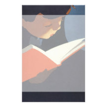 ¡Niño del vintage que lee un libro, de nuevo a tie Papeleria