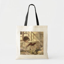 Niño del vintage que lee un libro, Jessie Willcox  Bolsa De Mano