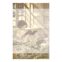 Niño del vintage que lee un libro, Jessie Willcox  Papeleria Personalizada