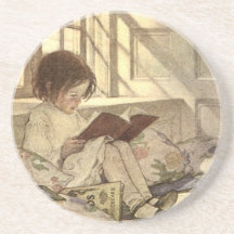 Niño del vintage que lee un libro, Jessie Willcox  Posavasos Personalizados