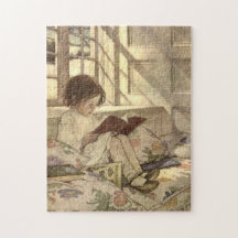 Niño del vintage que lee un libro, Jessie Willcox  Puzzles Con Fotos