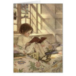 Niño del vintage que lee un libro, Jessie Willcox  Tarjetón