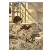 Niño del vintage que lee un libro, Jessie Willcox  Tarjetón