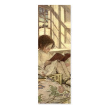 Niño del vintage que lee un libro, Jessie Willcox  Tarjeta De Visita