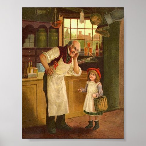 Niño en la impresión del arte del vintage de la ti poster