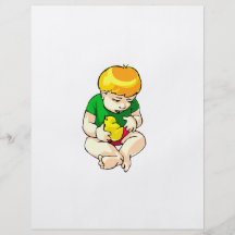 niño que sostiene el polluelo shirt.png verde tarjeta publicitaria