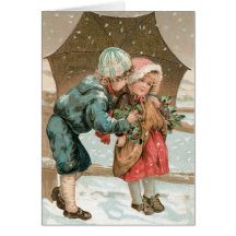 Niños adorables de la tarjeta de Navidad del vinta