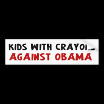 Niños con los creyones contra Obama pegatinas de parachoque