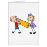 Niños del palillo con el lápiz felicitacion 