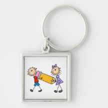 Niños del palillo con el lápiz llavero