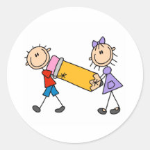 Niños del palillo con el lápiz pegatinas  