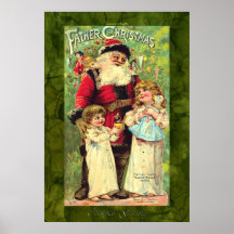 Niños del vintage con el poster del navidad de Pap