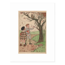 Niños en otoño tarjetas postales