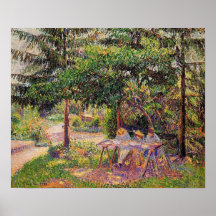 Niños en un jardín en Eragny, Camille Pissarro Posters