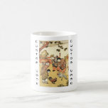 Niños japoneses y gallo del ukiyo-e fresco del vin tazas