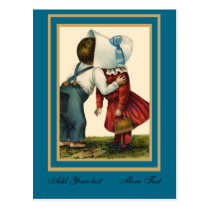 Niños lindos del vintage de la postal que besan el tarjetas postales