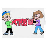 Niños que sostienen la bandera del día de madres tarjetas