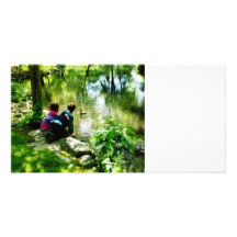 Niños y patos en parque tarjeta fotográfica personalizada