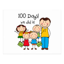 Niños y profesor de sexo masculino 100 días tarjeta postal