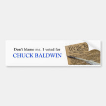 No me culpe. Voté por la tirada Baldwin Pegatina De Parachoque