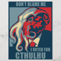 No me culpe, yo votó por Cthulhu Flyer Personalizado
