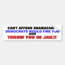 ¿NO PUEDE PERMITIRSE OBAMACARE?? ETIQUETA DE PARACHOQUE
