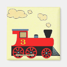 "No. rojo 3" del tren CUADRADO del imán del refrig