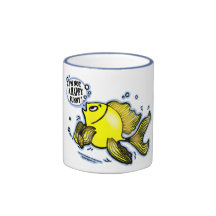 No un pescado feliz del conejito taza