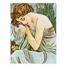 Noche, Alfonso Mucha Postal