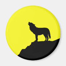 Noche de la luna del lobo imán para frigorífico