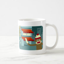 Noche del salón del mono del calcetín tazas de café