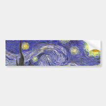 Noche estrellada de Van Gogh, impresionismo del po Etiqueta De Parachoque