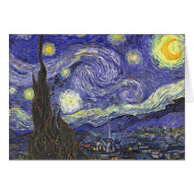 Noche estrellada de Van Gogh, impresionismo del po Tarjetón