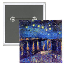 Noche estrellada de Van Gogh sobre el botón de Rho Pin
