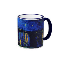 Noche estrellada de Van Gogh sobre la bella arte d Tazas