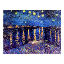 Noche estrellada de Van Gogh sobre la postal de Rh