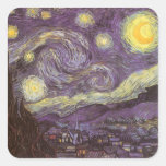 Noche estrellada de Vincent van Gogh Pegatina Cuadradas Personalizada