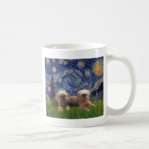 Noche estrellada - dos Bruselas Griffon Taza De Café