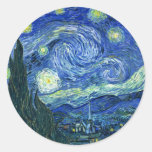 Noche estrellada pegatina redonda
