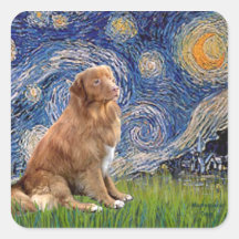 Noche estrellada - perro perdiguero del balanceo d calcomania cuadrada personalizada